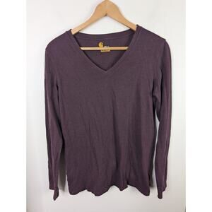 Carhartt Women's Medium M Long Sleeve T-shirt Relaxed Fit Tee Shirt Dark Purple